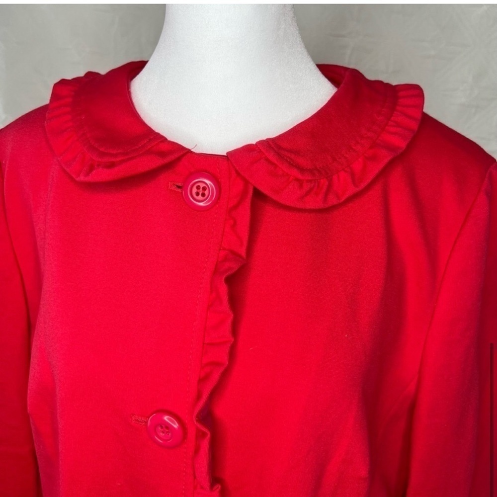 Talbots Womens Jacket Hot Red Collared Buttons - image 5